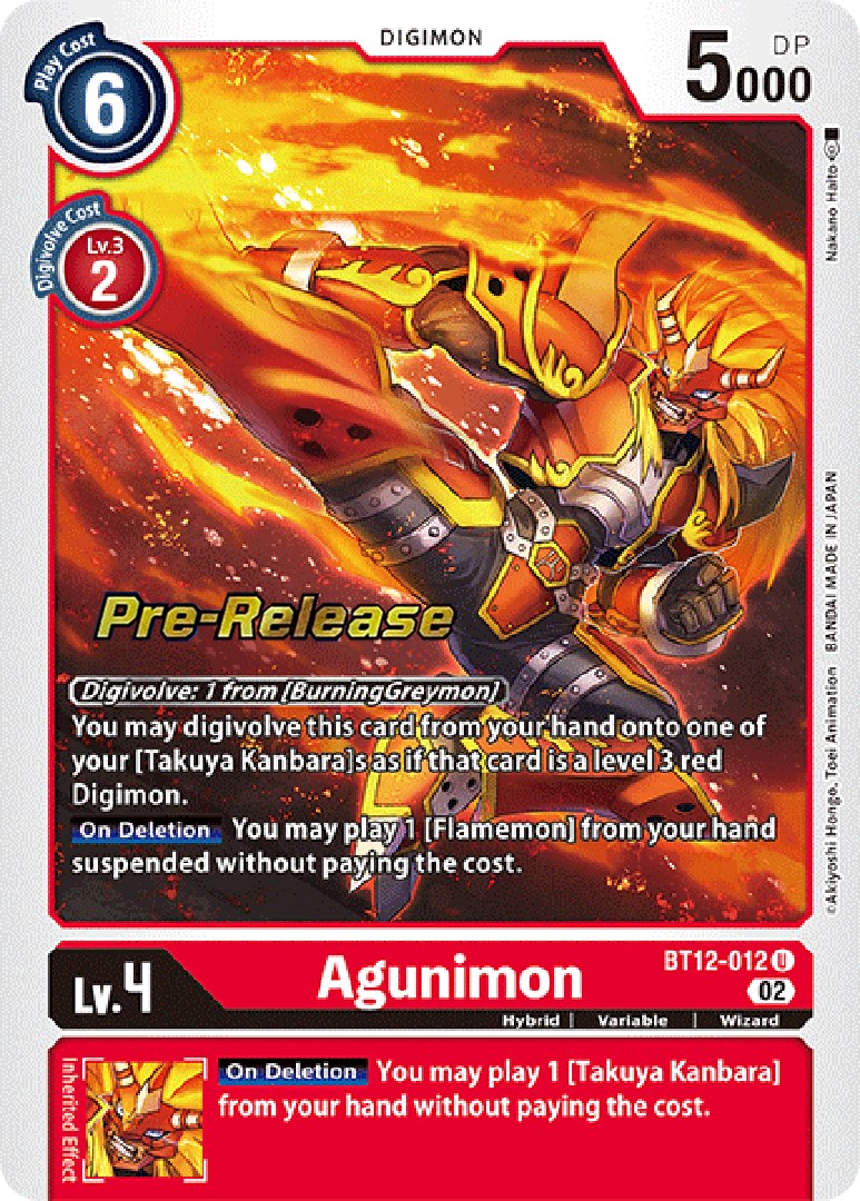 Agunimon [BT12-012] [Across Time Pre-Release Cards] | Mindsight Gaming