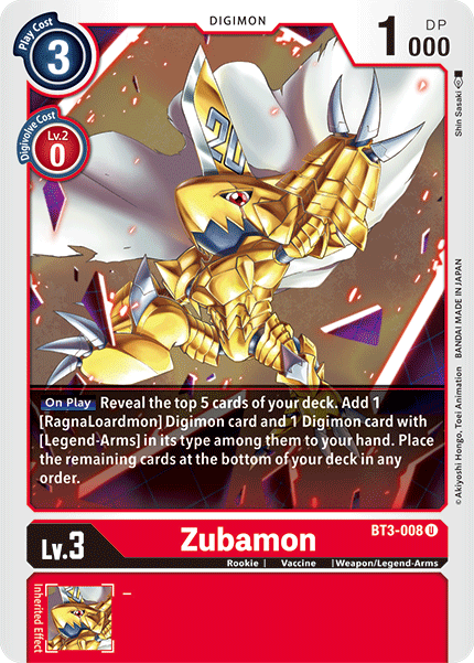 Zubamon [BT3-008] [Release Special Booster Ver.1.5] | Mindsight Gaming