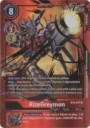 RizeGreymon [BT4-017] (Alternate Art - Red Border) [Great Legend Promos] | Mindsight Gaming