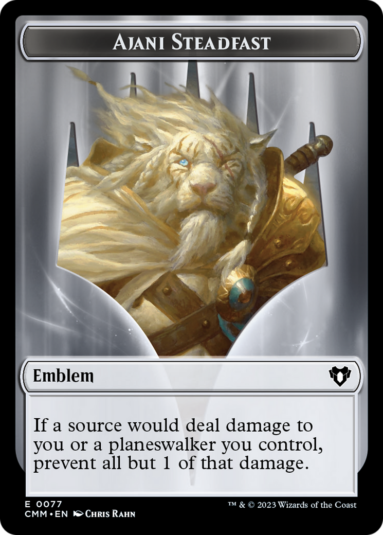 Ajani Steadfast Emblem // Wizard Double-Sided Token [Commander Masters Tokens] | Mindsight Gaming