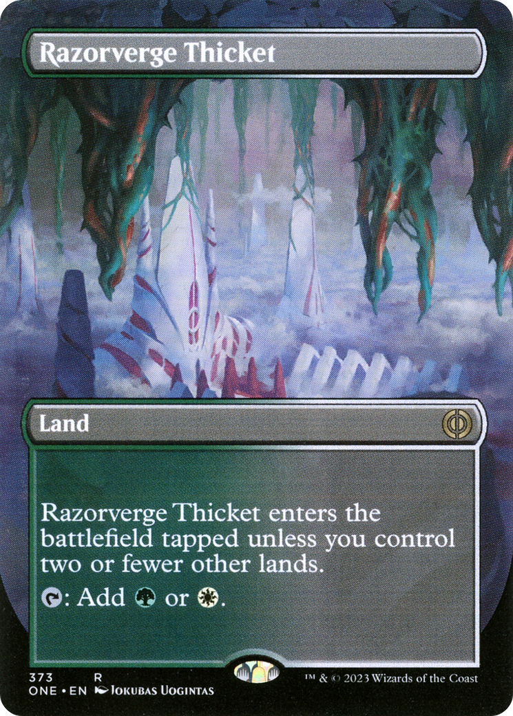 Razorverge Thicket (Borderless Alternate Art) [Phyrexia: All Will Be One] | Mindsight Gaming
