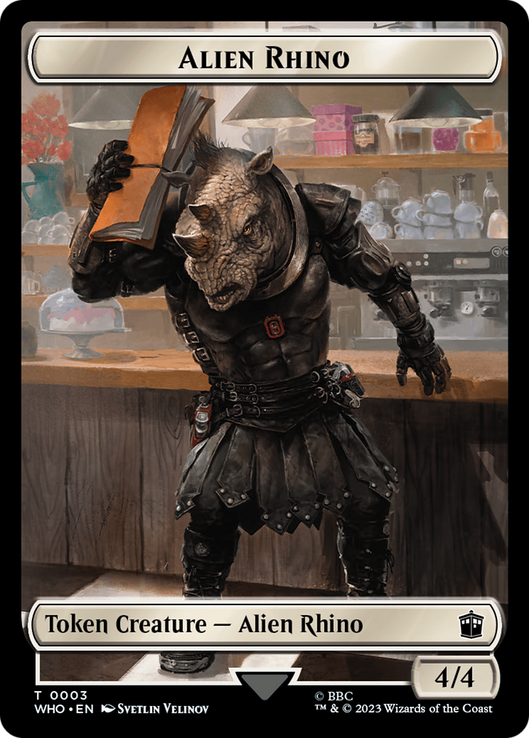Alien Rhino // Clue (0022) Double-Sided Token [Doctor Who Tokens] | Mindsight Gaming