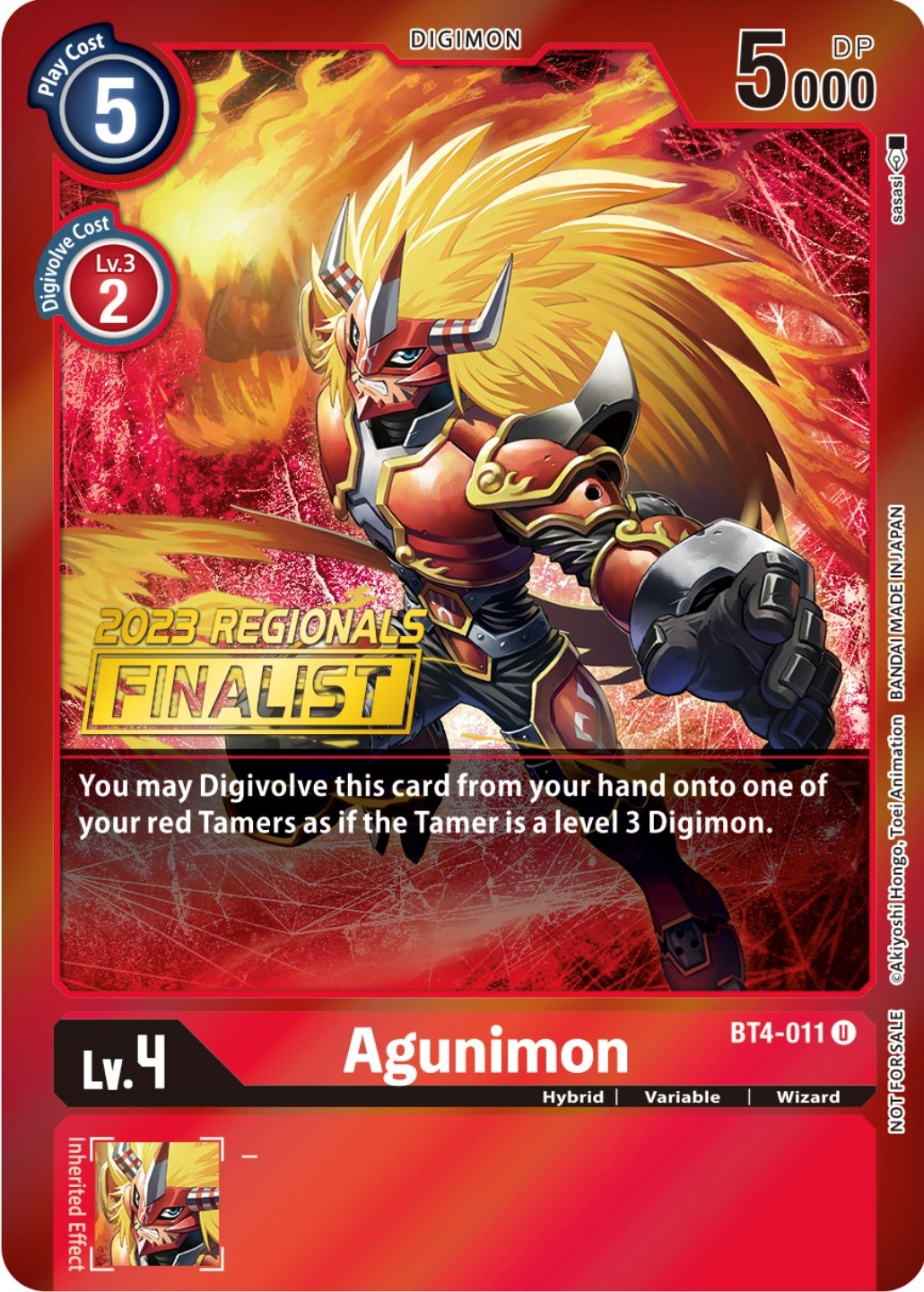 Agunimon [BT4-011] (2023 Regionals Finalist) [Great Legend Promos] | Mindsight Gaming