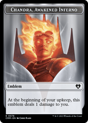 Chandra, Awakened Inferno Emblem // Wizard Double-Sided Token [Commander Masters Tokens] | Mindsight Gaming
