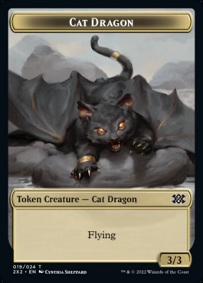 Cat Dragon // Spirit (002) Double-sided Token [Double Masters 2022 Tokens] | Mindsight Gaming