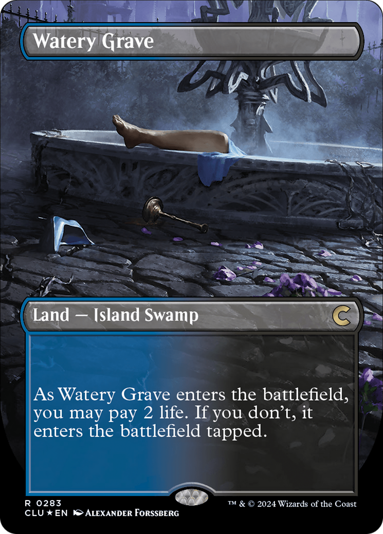 Watery Grave (Borderless) [Ravnica: Clue Edition] | Mindsight Gaming