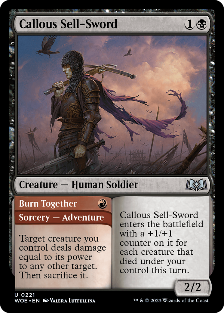Callous Sell-Sword // Burn Together [Wilds of Eldraine] | Mindsight Gaming