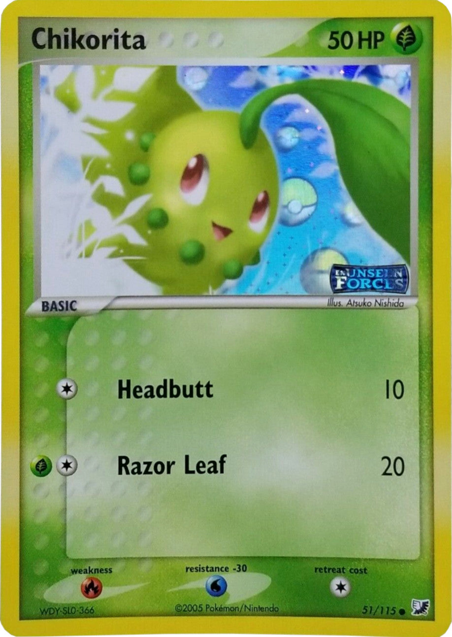 Chikorita (51/115) (Stamped) [EX: Unseen Forces] | Mindsight Gaming