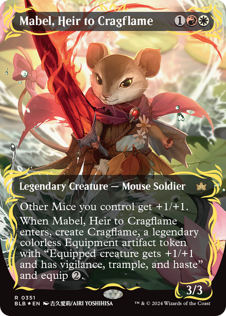 Mabel, Heir to Cragflame (Borderless) (Raised Foil) [Bloomburrow] | Mindsight Gaming