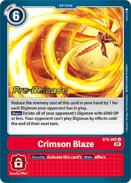 Crimson Blaze [BT8-097] [New Awakening Pre-Release Cards] | Mindsight Gaming