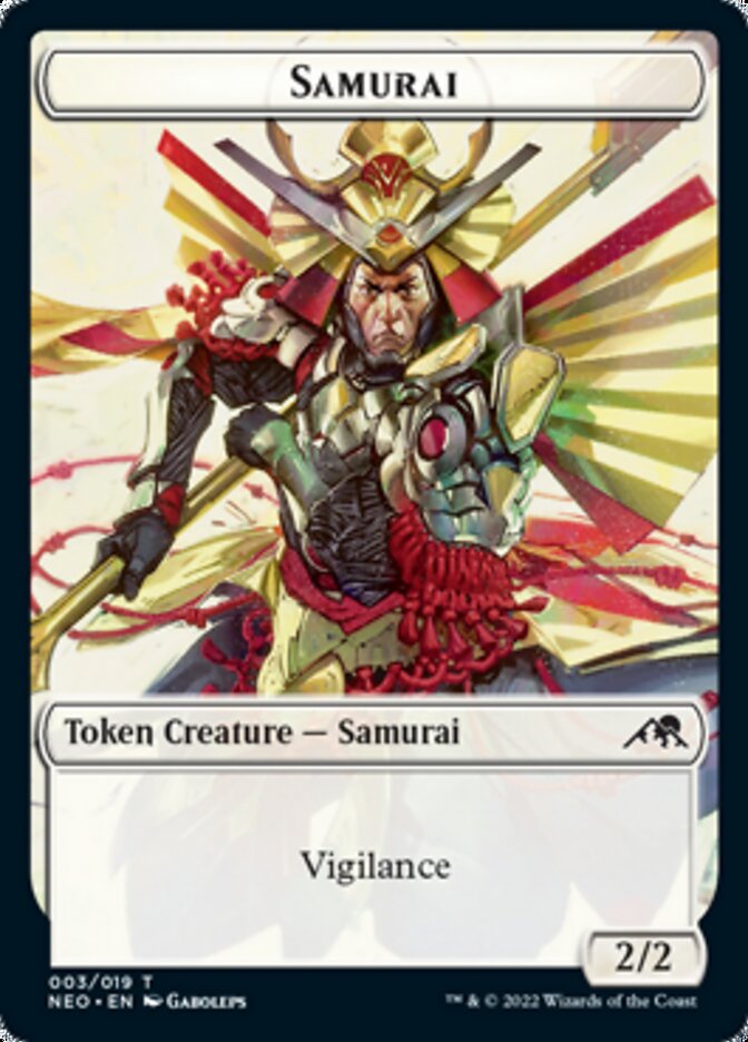 Samurai // Tezzeret, Betrayer of Flesh Emblem Double-sided Token [Kamigawa: Neon Dynasty Tokens] | Mindsight Gaming