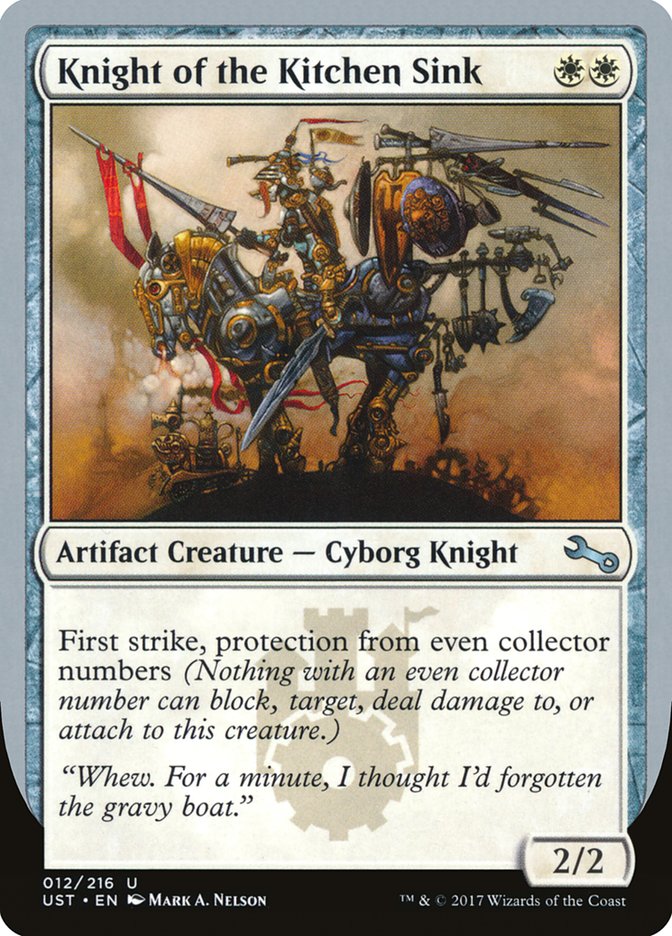 Knight of the Kitchen Sink ("protection from even collector numbers") [Unstable] | Mindsight Gaming