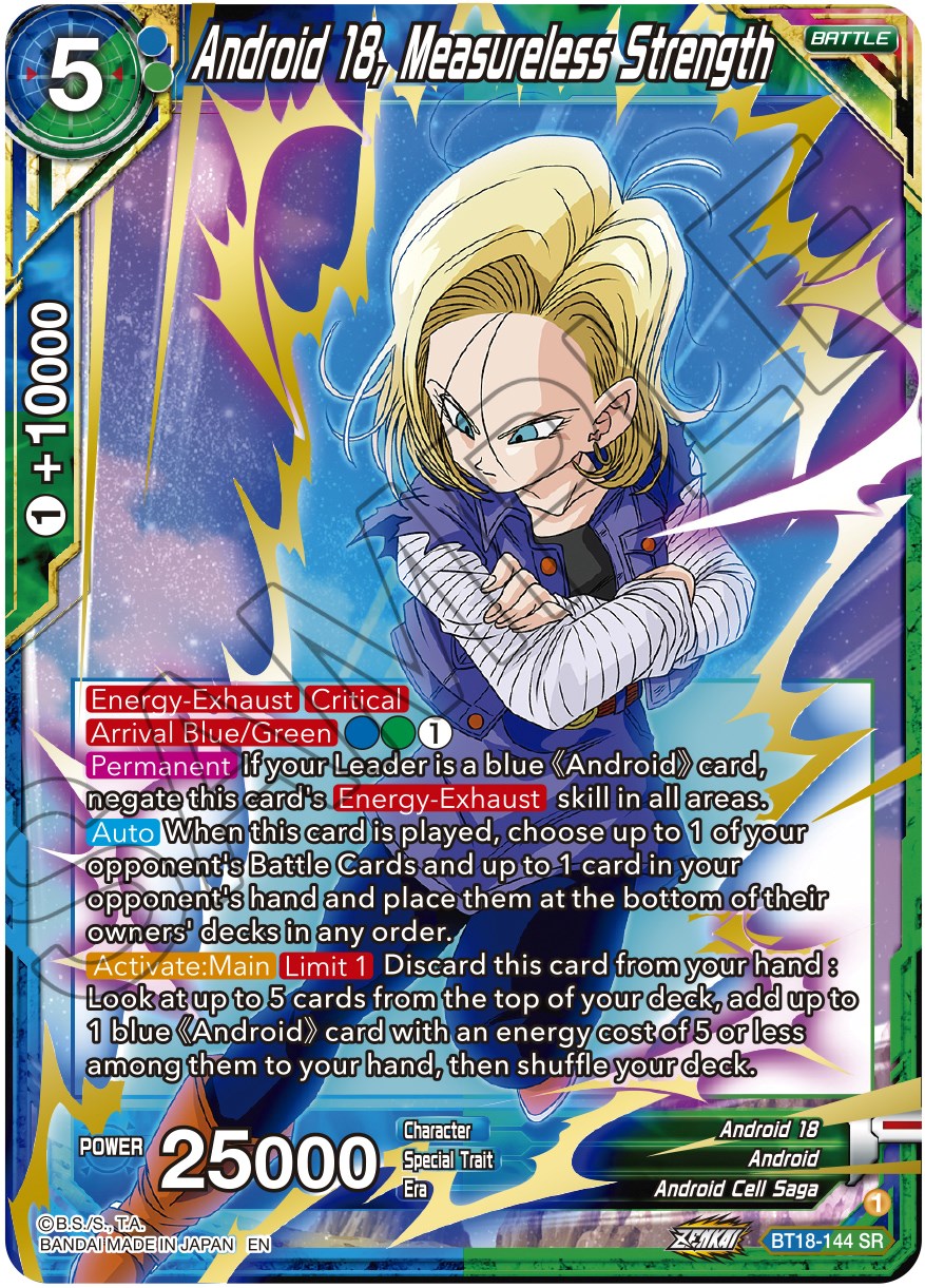 Android 18, Measureless Strength (BT18-144) [Dawn of the Z-Legends] | Mindsight Gaming