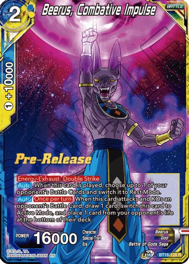 Beerus, Combative Impulse (BT16-128) [Realm of the Gods Prerelease Promos] | Mindsight Gaming
