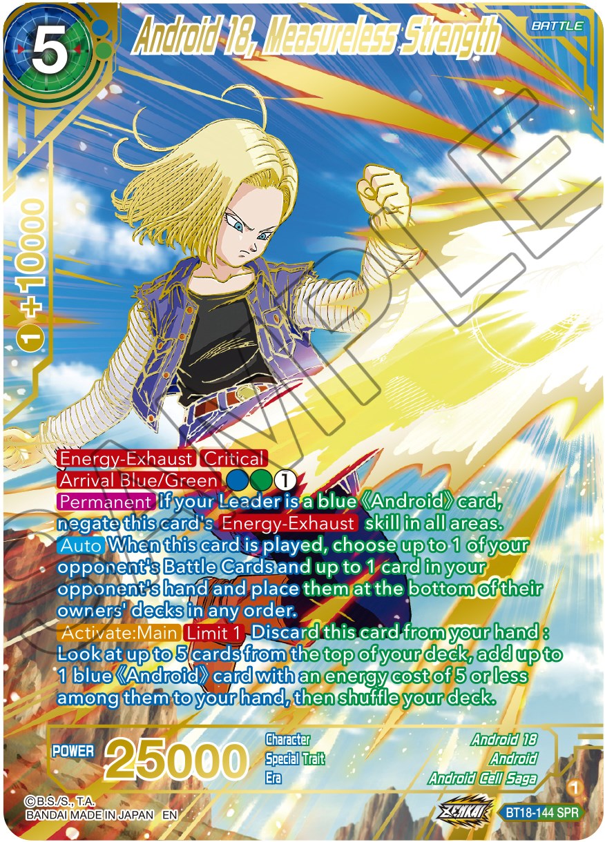 Android 18, Measureless Strength (SPR) (BT18-144) [Dawn of the Z-Legends] | Mindsight Gaming