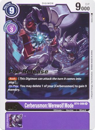 Cerberusmon: Werewolf Mode [BT4-086] [Great Legend Pre-Release Promos] | Mindsight Gaming