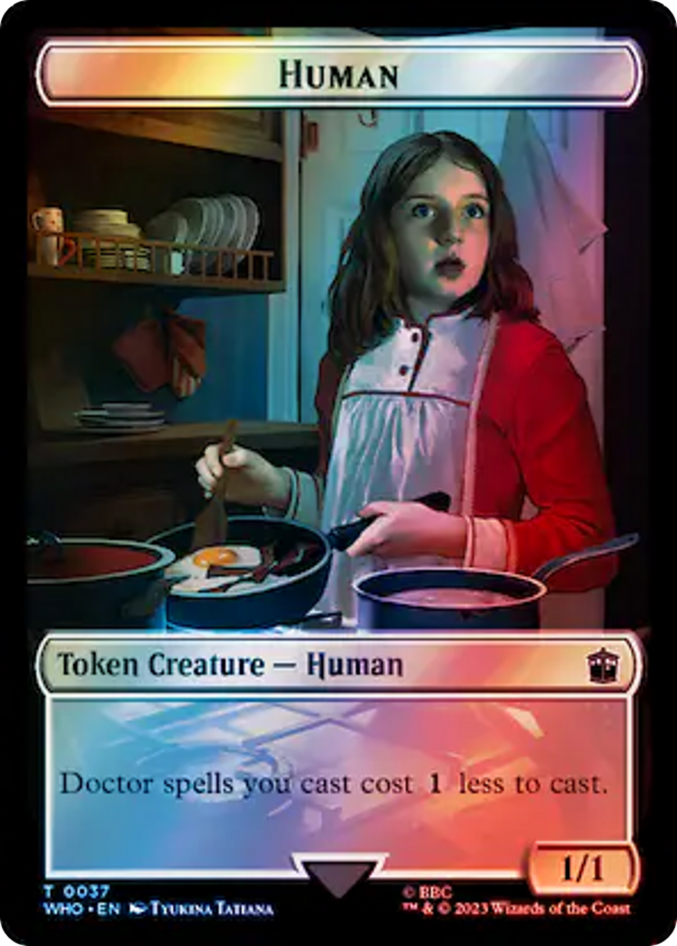 Human (0037) // Dinosaur Double-Sided Token (Surge Foil) [Doctor Who Tokens] | Mindsight Gaming