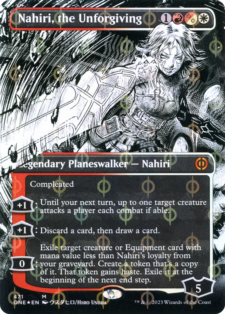 Nahiri, the Unforgiving (Borderless Manga Step-and-Compleat Foil) [Phyrexia: All Will Be One] | Mindsight Gaming