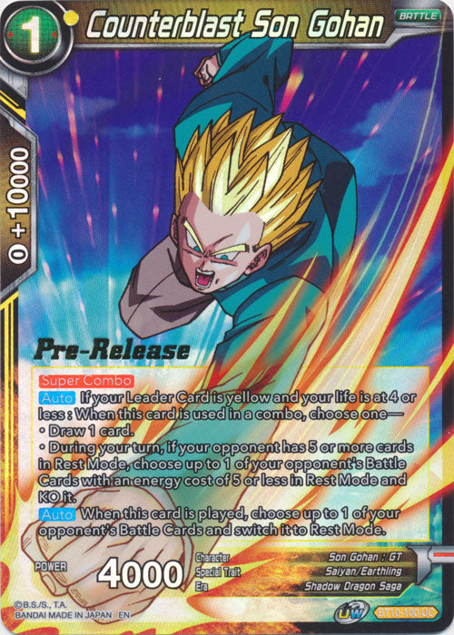 Counterblast Son Gohan (BT10-100) [Rise of the Unison Warrior Prerelease Promos] | Mindsight Gaming